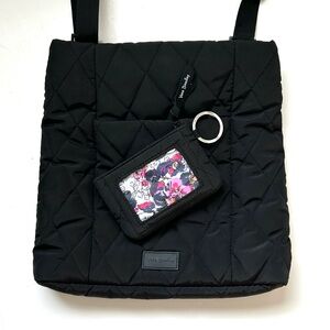 Vera Bradley Black Quilted Crossbody Bag with Matching ID Wallet